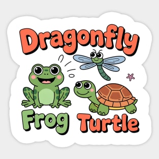 Subtle Political Humor Frog Dragonfly Turtle – Funny Animal Cartoon Design Sticker
